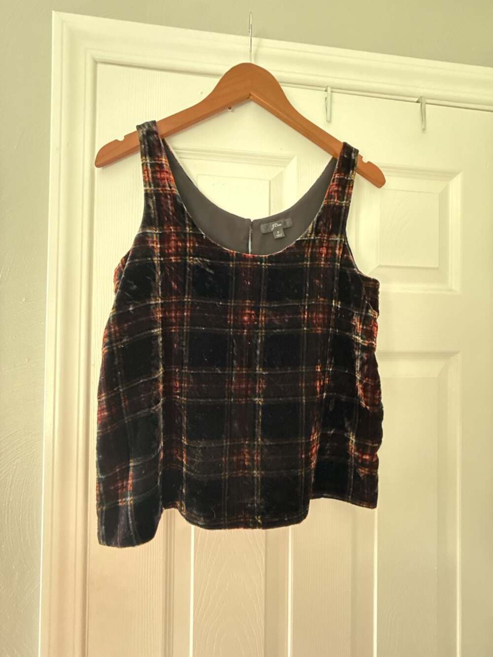 J. Crew Velvet Plaid Tank Top Stewart Tartan Size 2